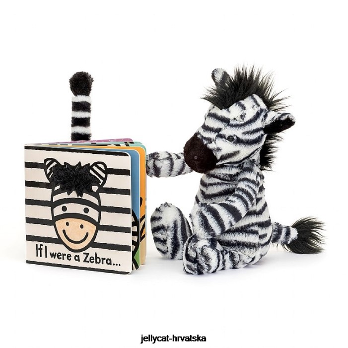 Jellycat da sam ja zebra knjiga na ploči i sramežljiva zebra crno-bijela 796 knjiga