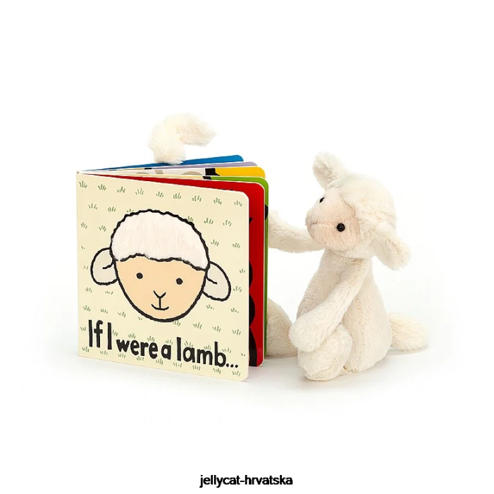 Jellycat da sam janjeća knjiga i sramežljiva janjeća krema 735 knjiga