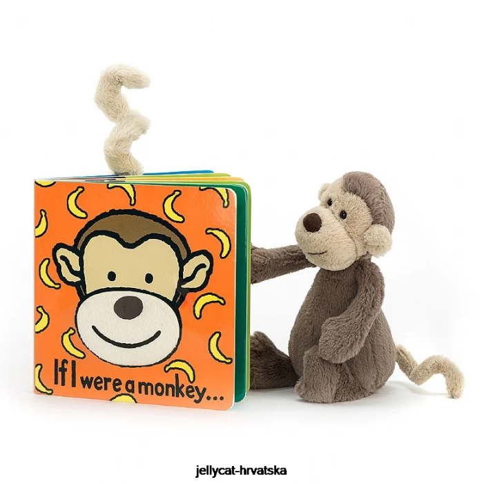 Jellycat da sam majmun knjiga i sramežljivi majmun smeđi 724 knjiga