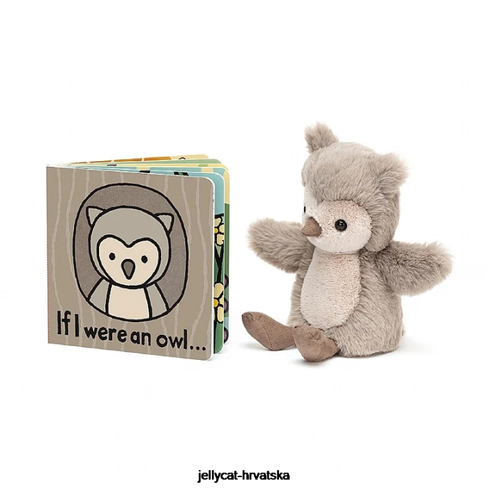 Jellycat kad bih bila sova knjiga i vrba sova siva i bijela 732 knjiga