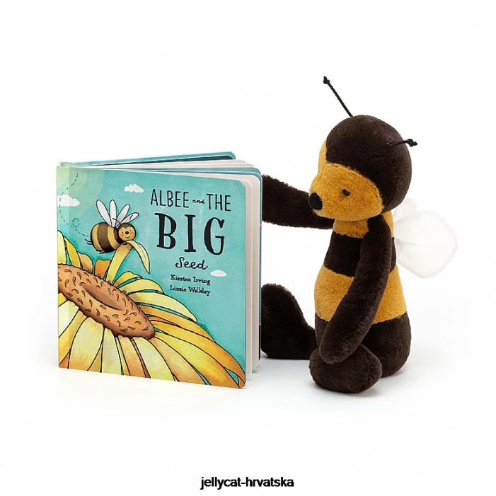 Jellycat albee i velika sjemenska knjiga i sramežljiva višebojna pčela 800 knjiga