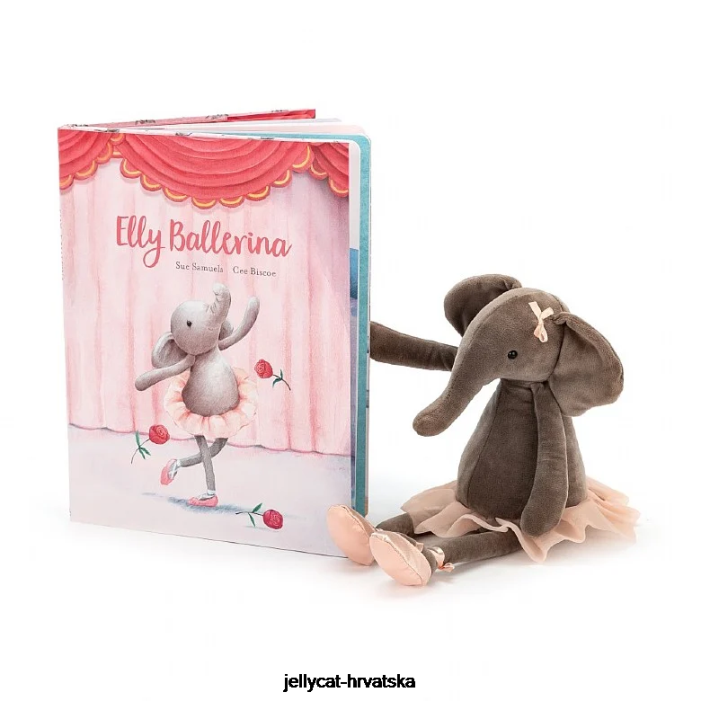 Jellycat elly balerina knjiga i ples darcey slon siva 691 knjiga