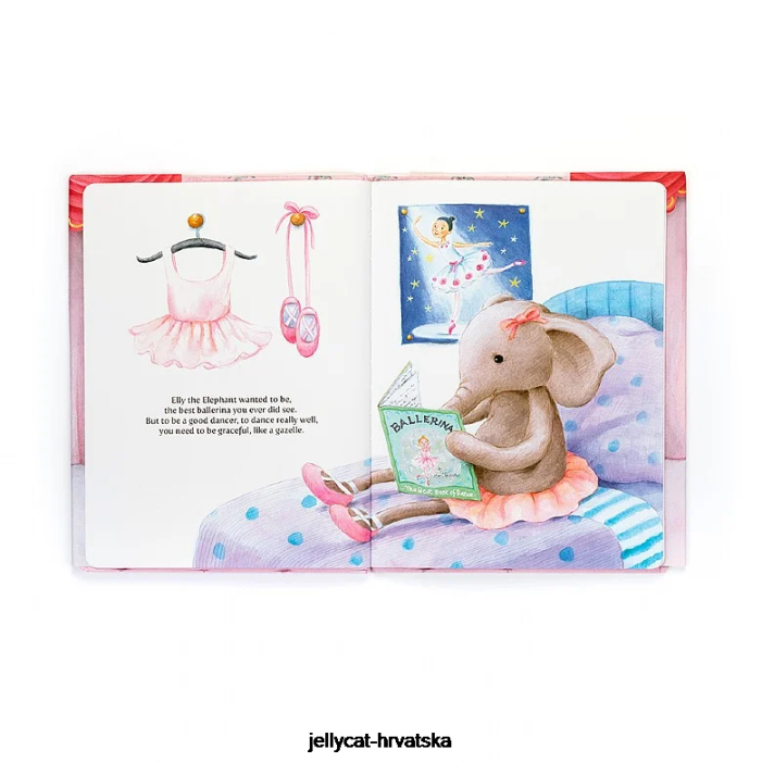 Jellycat elly balerina knjiga i ples darcey slon siva 691 knjiga