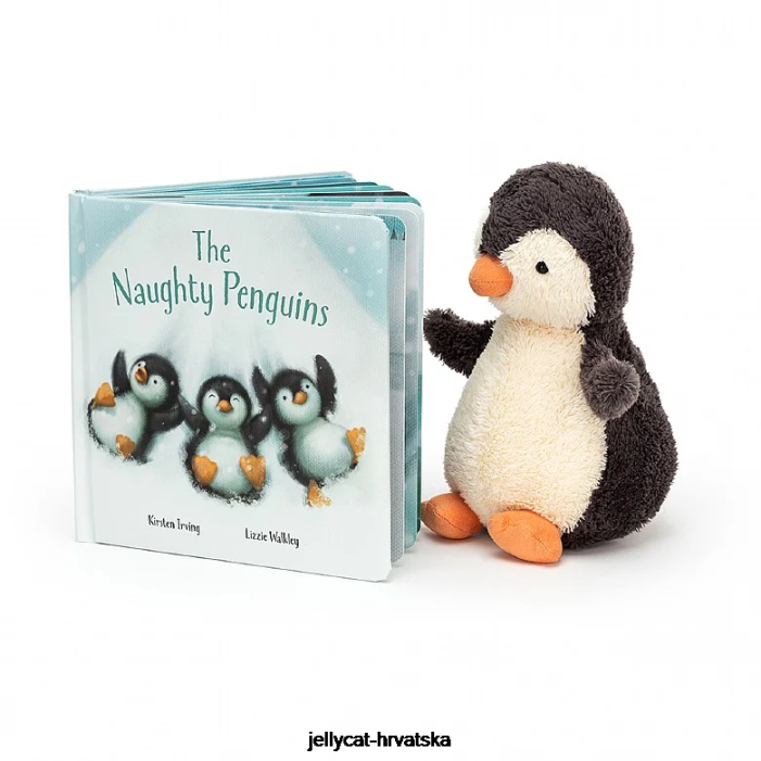 Jellycat knjiga o nestašnim pingvinima i sivi pingvin od kikirikija 649 knjiga