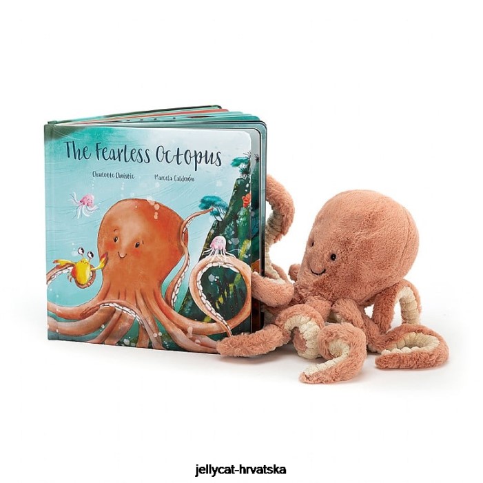 Jellycat knjiga o neustrašivoj hobotnici i odell octopus marelica 810 knjiga