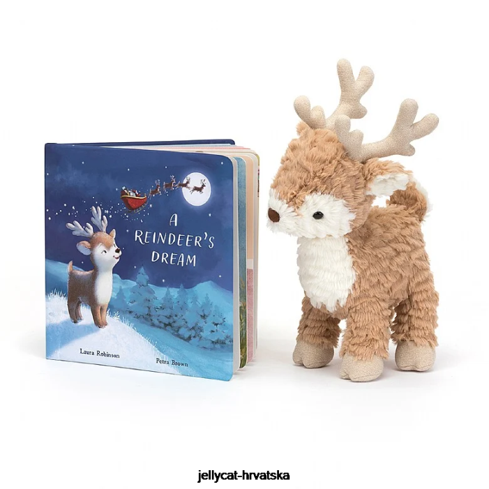 Jellycat mitzi reindeer's dream book i mitzi sob smeđe i bijele boje 548 knjiga