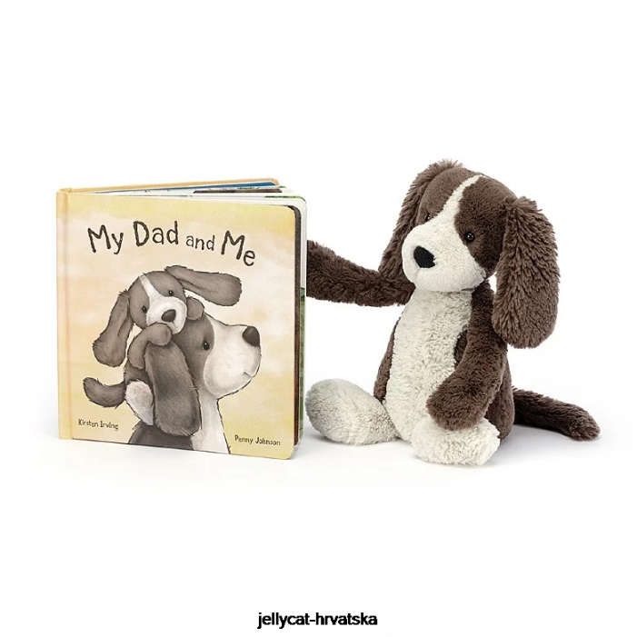 Jellycat moj tata i ja knjiga i sramežljivo štene smeđe i bijele boje 729 knjiga