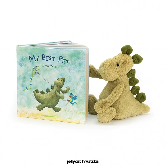Jellycat moja najbolja knjiga za kućne ljubimce i sramežljivi dino zeleni 809 knjiga
