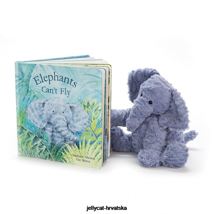 Jellycat slonovi ne mogu letjeti book and fuddlewuddle elephant blue 736 knjiga