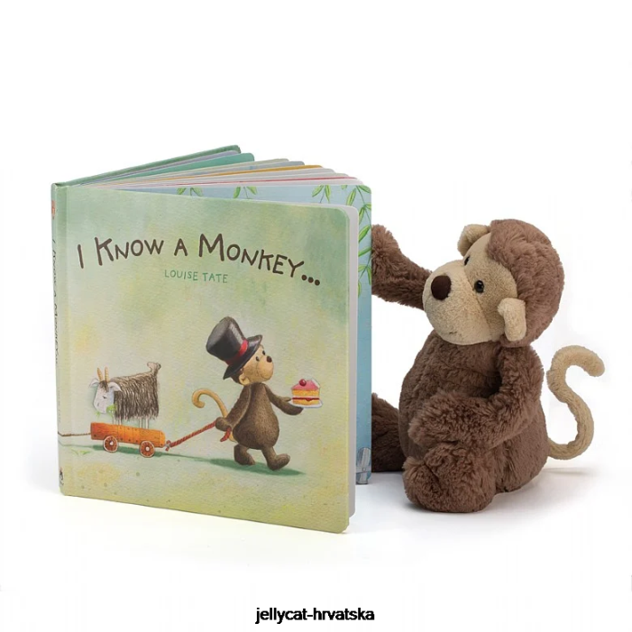 Jellycat znam knjigu o majmunima i sramežljivog majmuna smeđeg 746 knjiga