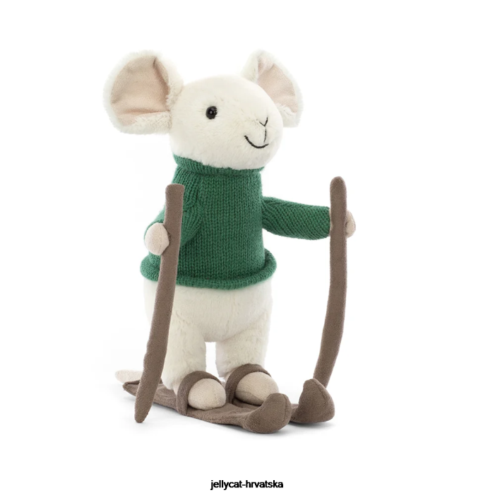 Jellycat veseli miš skijanje zeleni 233 igračka