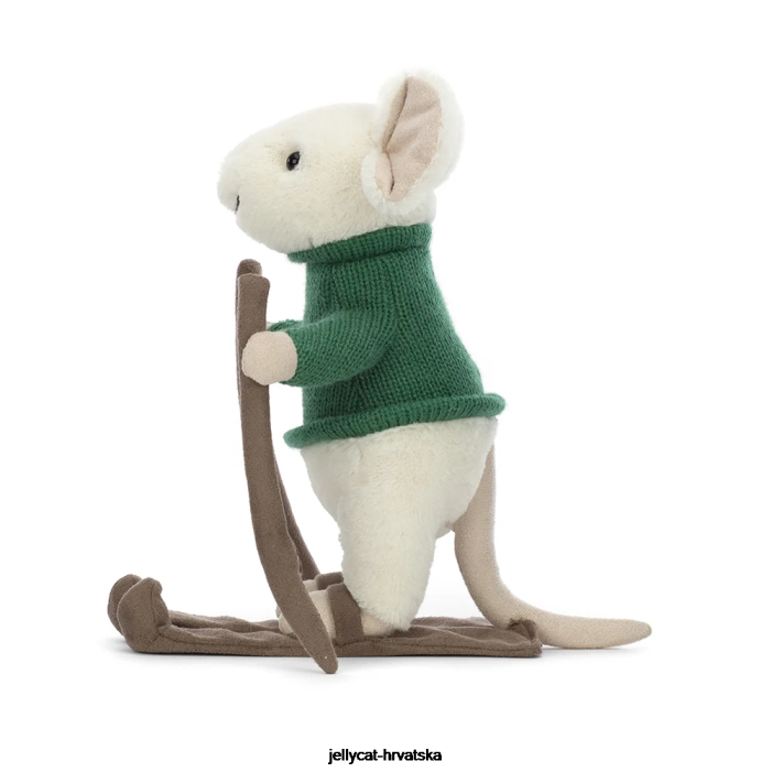 Jellycat veseli miš skijanje zeleni 233 igračka