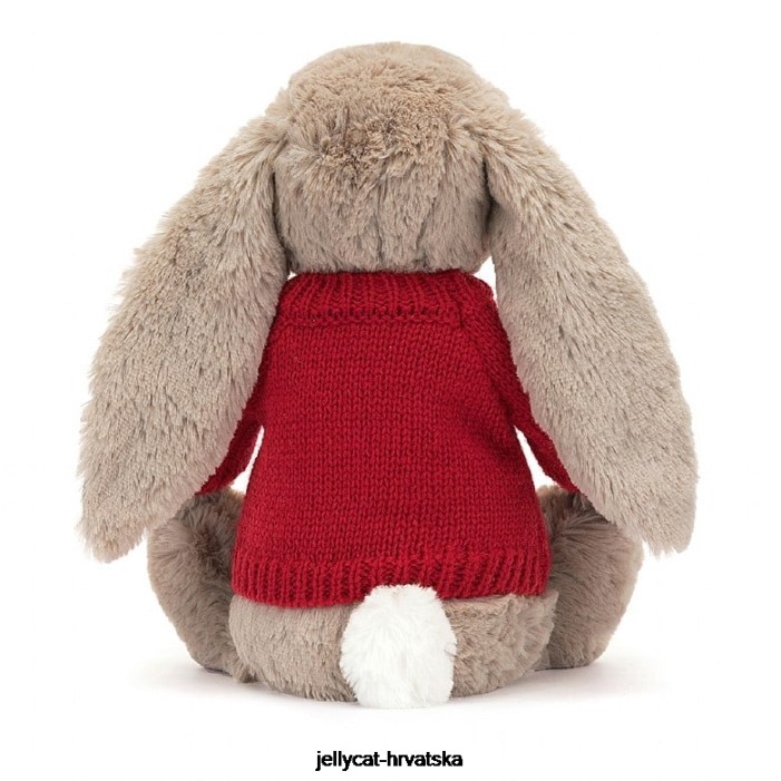 Jellycat blossom bea zeko s personaliziranim crvenim džemperom bež boje 334 igračka