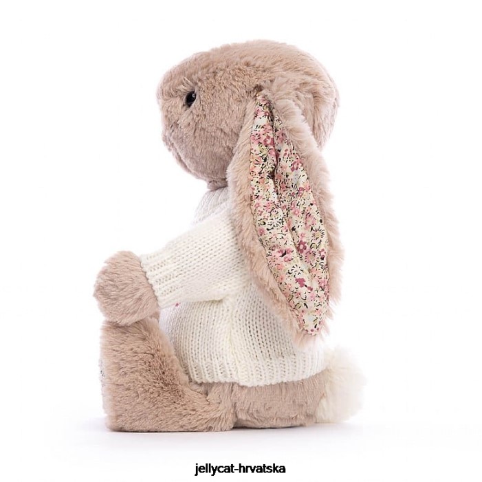 Jellycat blossom bea zeko s personaliziranim krem ​​džemperom bež boje 160 igračka
