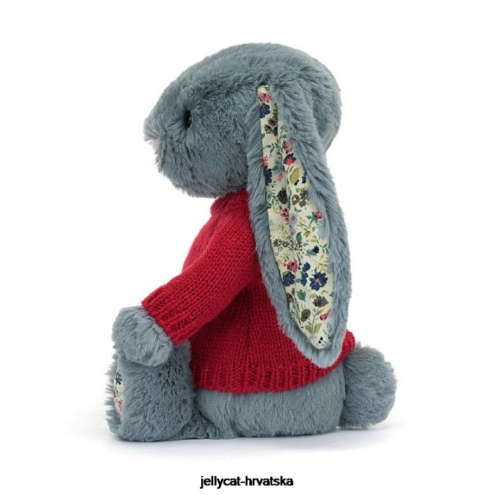 Jellycat blossom dusky bunny s personaliziranim crvenim plavim džemperom 474 igračka