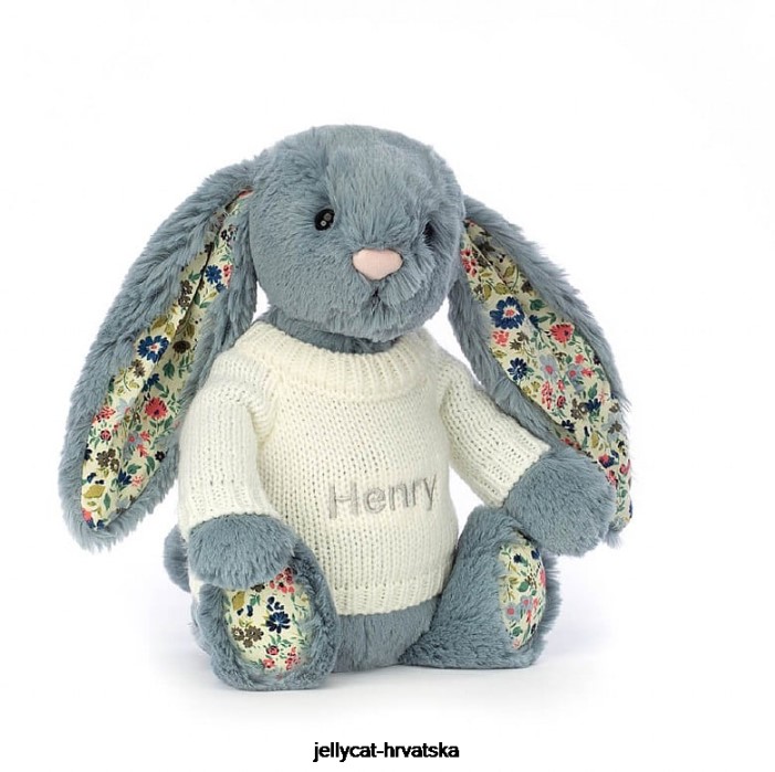 Jellycat blossom dusky s personaliziranim krem ​​plavim džemperom 331 igračka