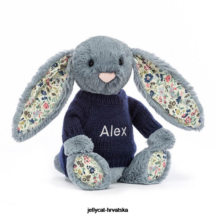 Jellycat blossom dusky s personaliziranim tamnoplavim džemperom 436 igračka