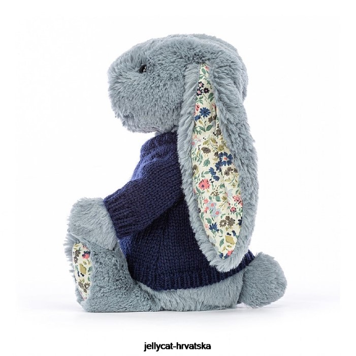 Jellycat blossom dusky s personaliziranim tamnoplavim džemperom 436 igračka
