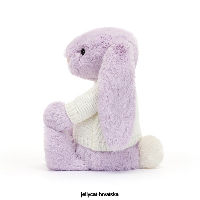 Jellycat cvjetajući jasmin zeko s personaliziranim krem ​​ljubičastim džemperom 268 igračka