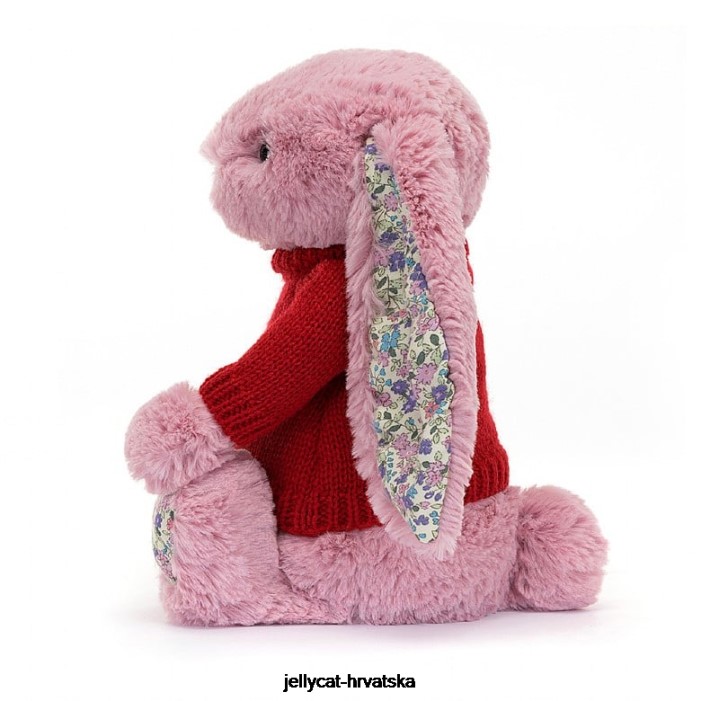 Jellycat cvjetajući zeko tulipan s personaliziranim crvenim džemperom ružičaste boje 430 igračka