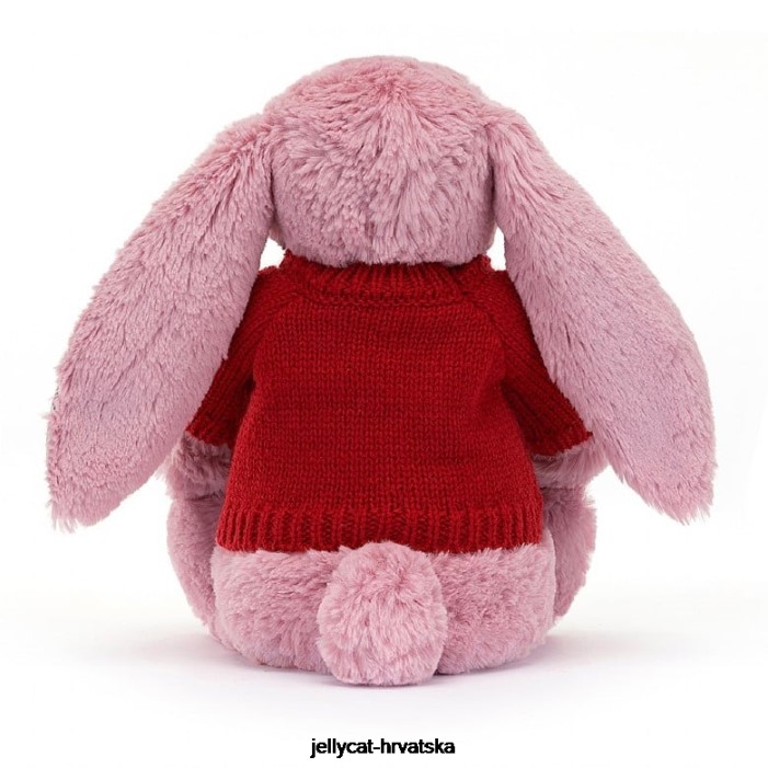 Jellycat cvjetajući zeko tulipan s personaliziranim crvenim džemperom ružičaste boje 430 igračka