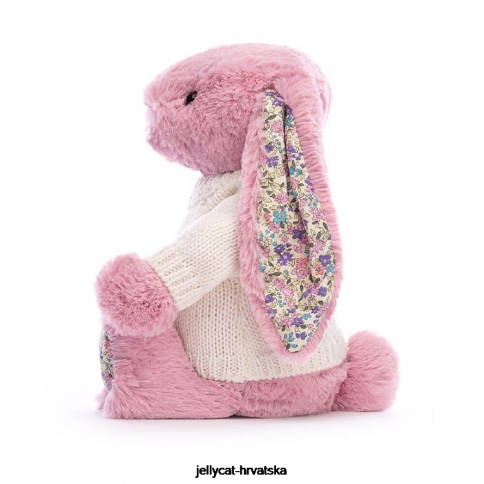 Jellycat cvjetajući zeko tulipan s personaliziranim krem ​​džemperom ružičaste boje 298 igračka