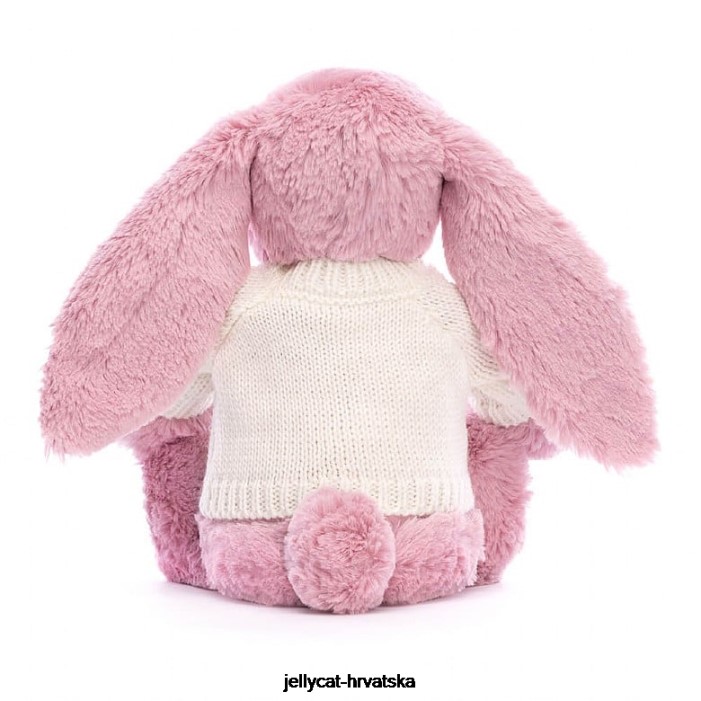 Jellycat cvjetajući zeko tulipan s personaliziranim krem ​​džemperom ružičaste boje 298 igračka