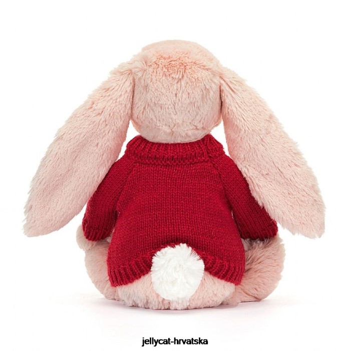 Jellycat cvjetanje, rumenilo, zeko s personaliziranim crvenim džemperom breskve 425 igračka