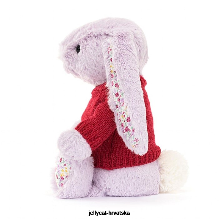 Jellycat zeko u boji jasmina s personaliziranim crvenim džemperom ljubičaste boje 399 igračka