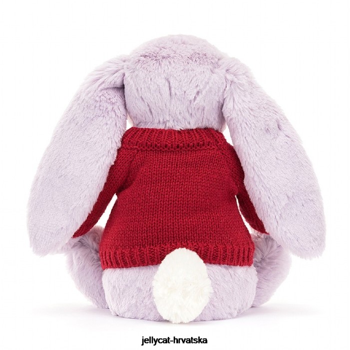 Jellycat zeko u boji jasmina s personaliziranim crvenim džemperom ljubičaste boje 399 igračka