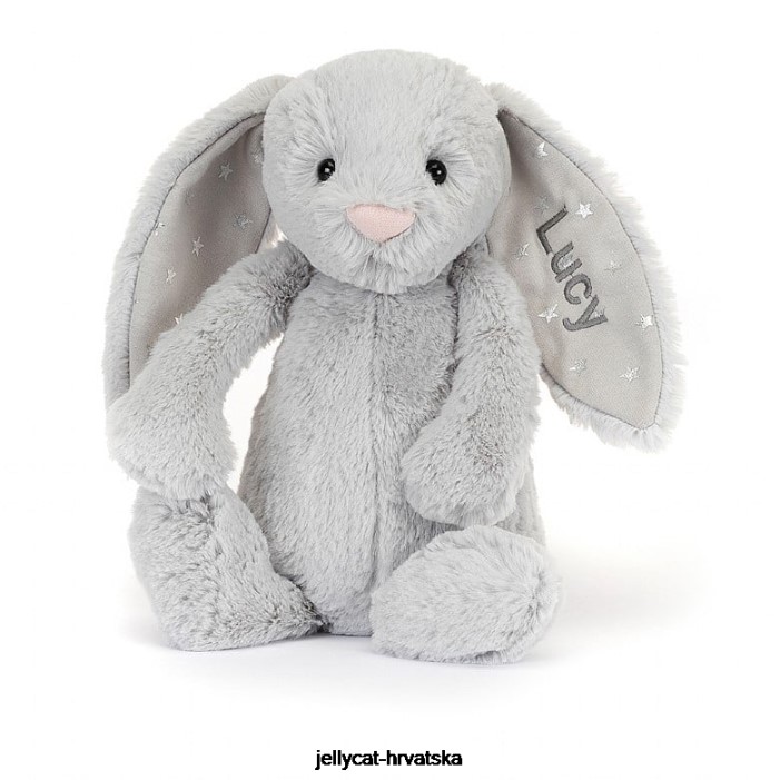 Jellycat personalizirani stidljivi svjetlucavi zeko srednje sivi 236 igračka