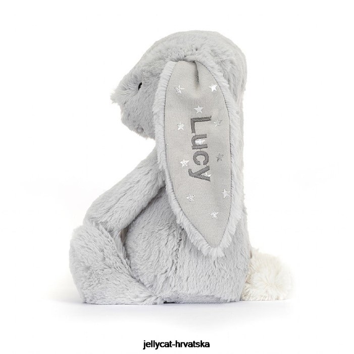 Jellycat personalizirani stidljivi svjetlucavi zeko srednje sivi 236 igračka