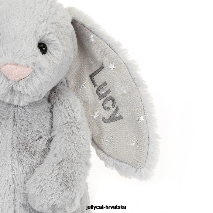 Jellycat personalizirani stidljivi svjetlucavi zeko srednje sivi 236 igračka