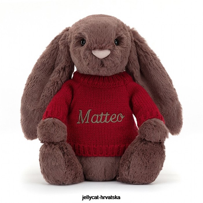 Jellycat sramežljivi fudge zeko s personaliziranom crvenom čokoladom 511 igračka