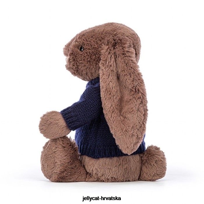 Jellycat sramežljivi fudge zeko s personaliziranom tamnoplavom džemper čokoladom 522 igračka