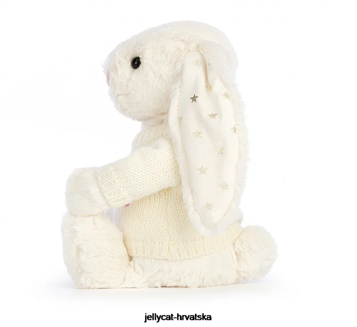 Jellycat sramežljivi svjetlucavi zeko s personaliziranim džemperom kreme 188 igračka