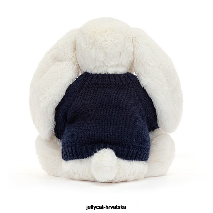 Jellycat sramežljivi svjetlucavi zeko s personaliziranim tamnoplavim džemperom krem ​​boje 312 igračka