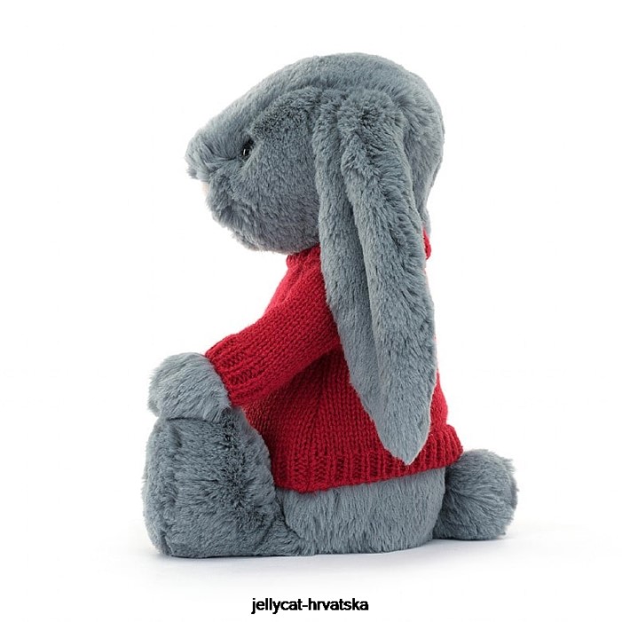 Jellycat sramežljivi tamnoputi zeko s personaliziranim crvenim plavim džemperom 473 igračka