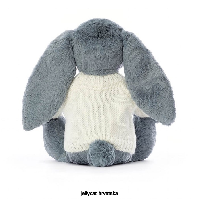 Jellycat sramežljivi tamnoputi zeko s personaliziranim krem ​​plavim džemperom 266 igračka