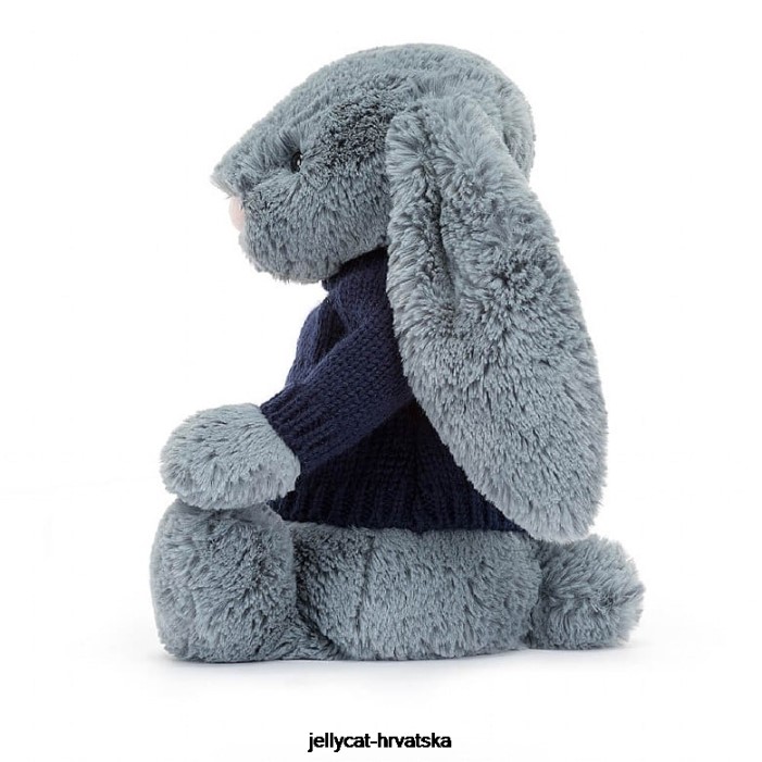 Jellycat sramežljivi tamnoputi zeko s personaliziranim tamnoplavim džemperom 244 igračka