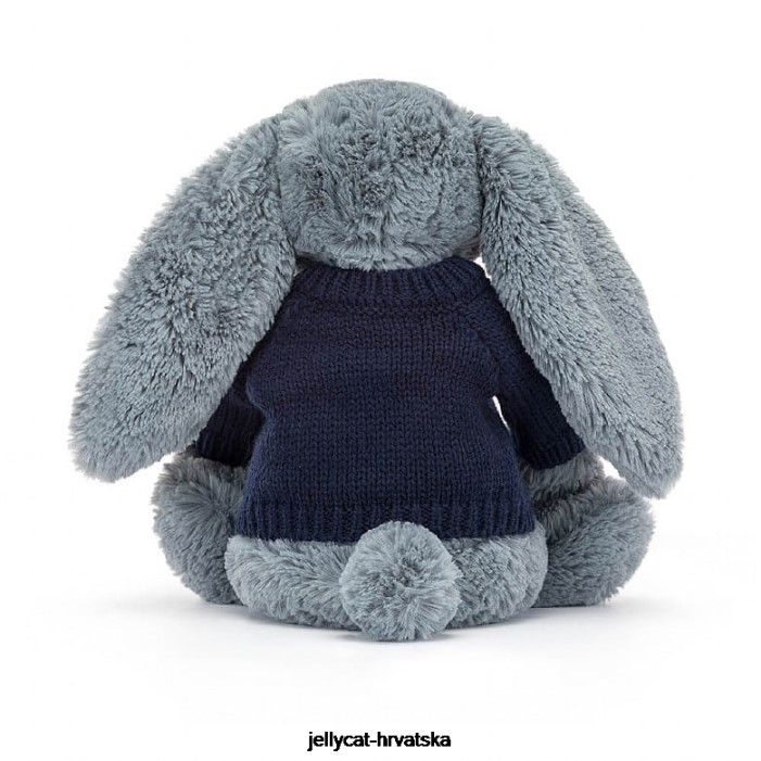 Jellycat sramežljivi tamnoputi zeko s personaliziranim tamnoplavim džemperom 244 igračka