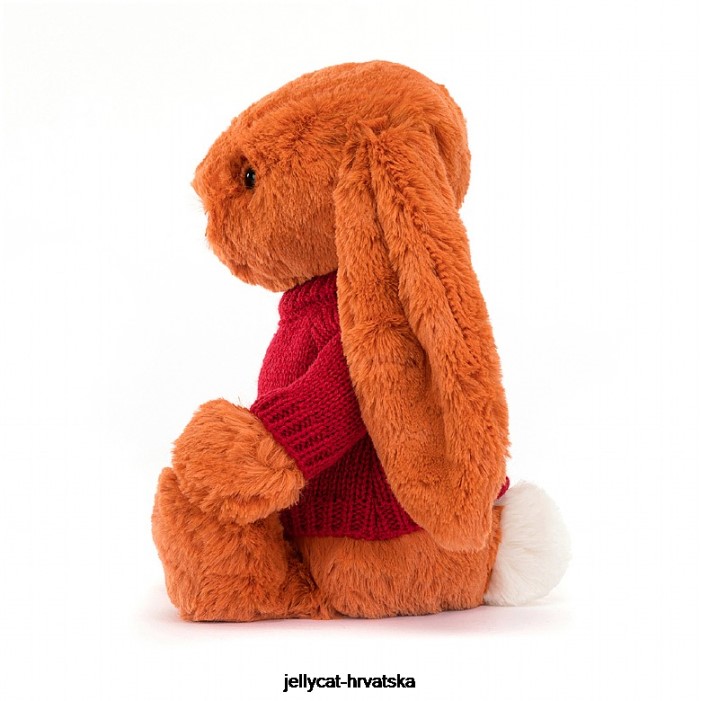 Jellycat sramežljivi zeko boje mandarine s personaliziranim crvenim narančastim džemperom 509 igračka