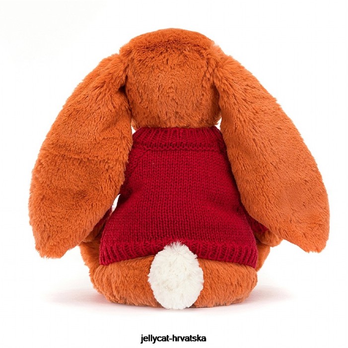 Jellycat sramežljivi zeko boje mandarine s personaliziranim crvenim narančastim džemperom 509 igračka