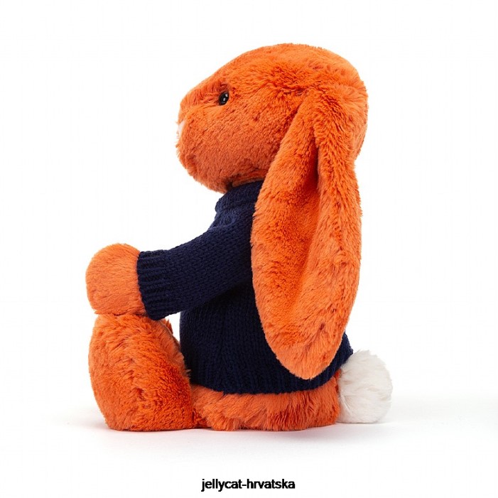 Jellycat sramežljivi zeko boje mandarine s personaliziranim tamnoplavim narančastim džemperom 508 igračka