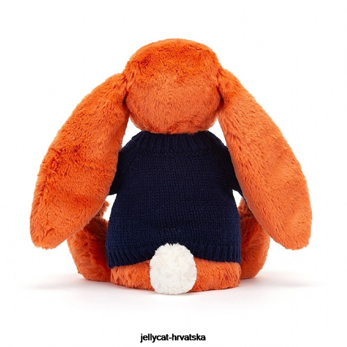 Jellycat sramežljivi zeko boje mandarine s personaliziranim tamnoplavim narančastim džemperom 508 igračka