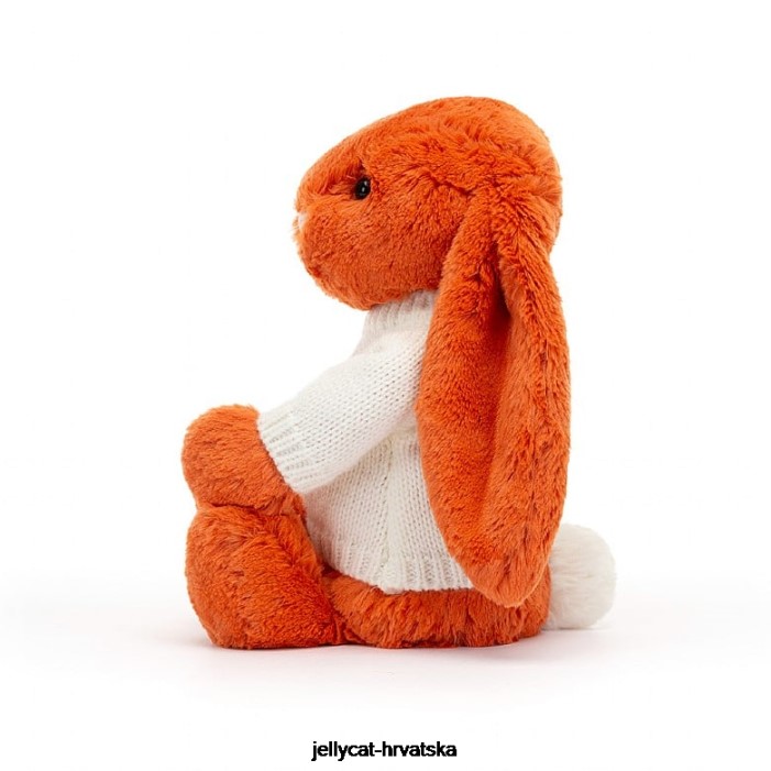 Jellycat sramežljivi zeko od mandarine s personaliziranim krem ​​džemperom narančaste boje 504 igračka