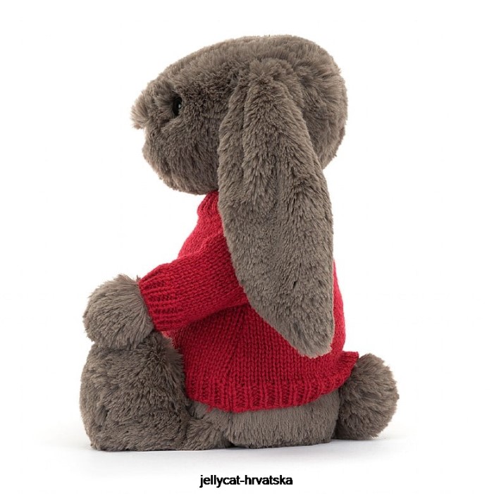 Jellycat sramežljivi zeko od tartufa s personaliziranim crvenim smeđim džemperom 270 igračka