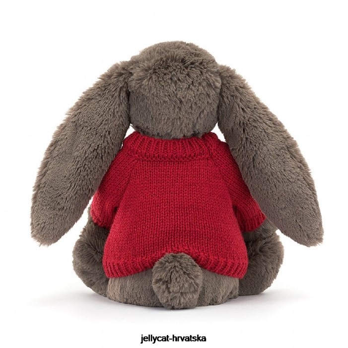 Jellycat sramežljivi zeko od tartufa s personaliziranim crvenim smeđim džemperom 270 igračka