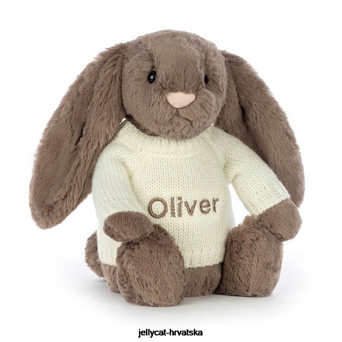 Jellycat sramežljivi zeko od tartufa s personaliziranim krem ​​smeđim džemperom 281 igračka