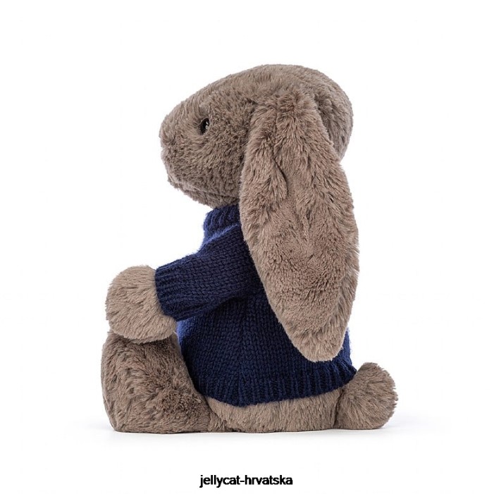Jellycat sramežljivi zeko od tartufa s personaliziranim tamnoplavim džemperom smeđe boje 373 igračka